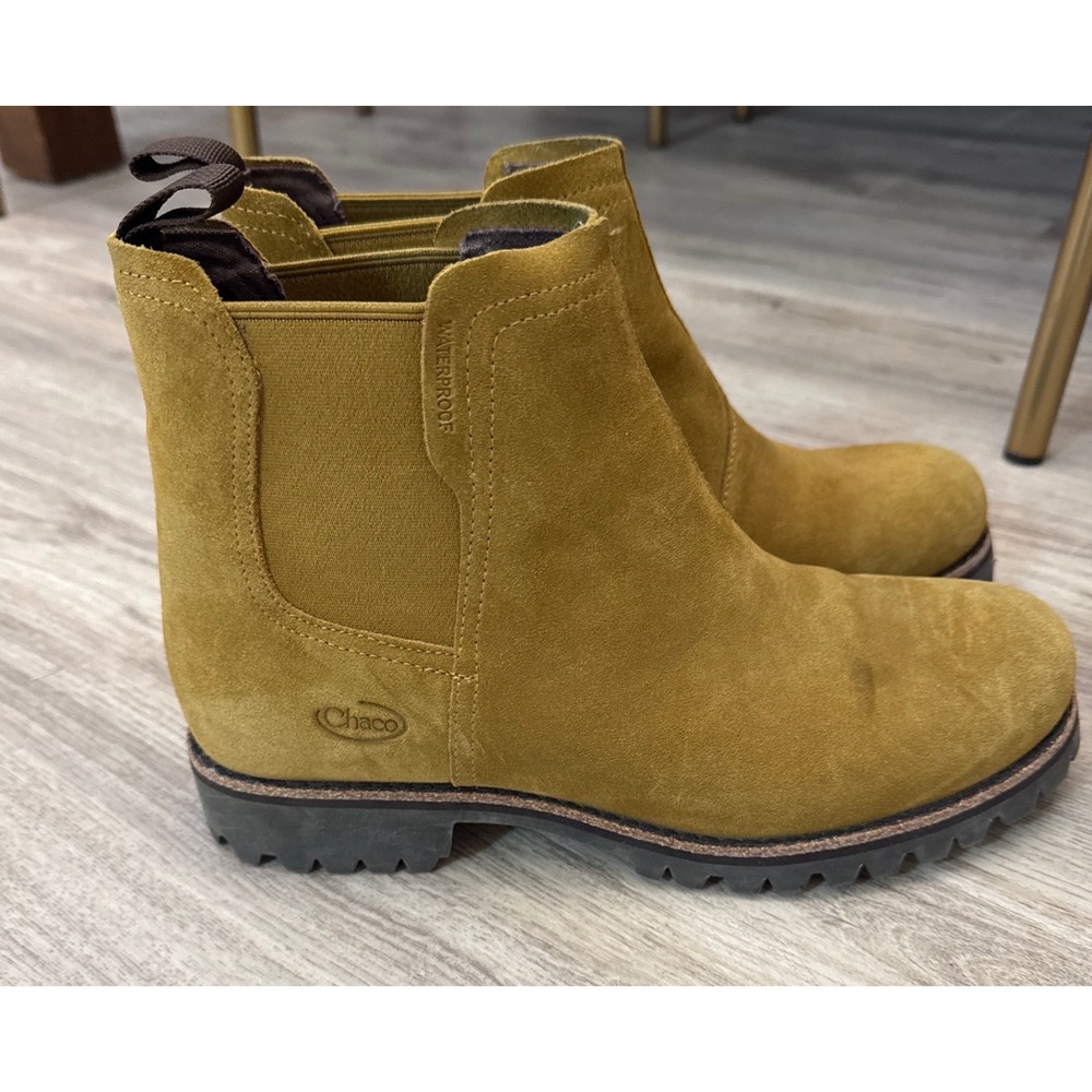Chaco Fields Chelsea Waterproof Suede Boots Mustard‎ Yellow Womens Size 9